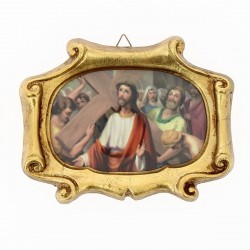 Via Crucis cornice legno 17x13 cm 15 stazioni