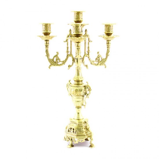 Candelabro 5 fiamme in metallo dorato 40 cm - 470016