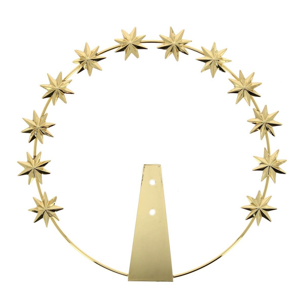 Aureola Madonna stelle ottone dorato 20 cm