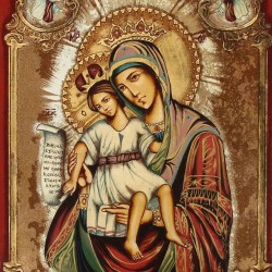 Icona Madonna con Bambino con rilievi 32x44 cm