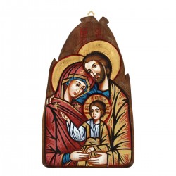 Icona Sacra Famiglia dipinta a mano 36x20 cm