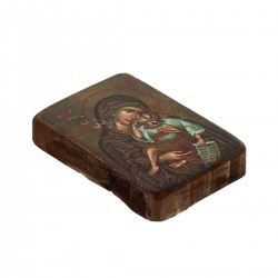 Icona Madonna con Bambino-C stampa su legno 6,5x8,5 cm