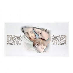 Quadro Sacra Famiglia legno decorato 80X43 cm