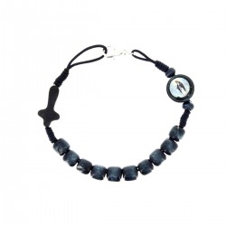 Rosario a bracciale Miracolosa legno blu e corda Grano 7 mm