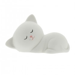 Gatto che dorme con luce in porcellana 13x7,7 cm