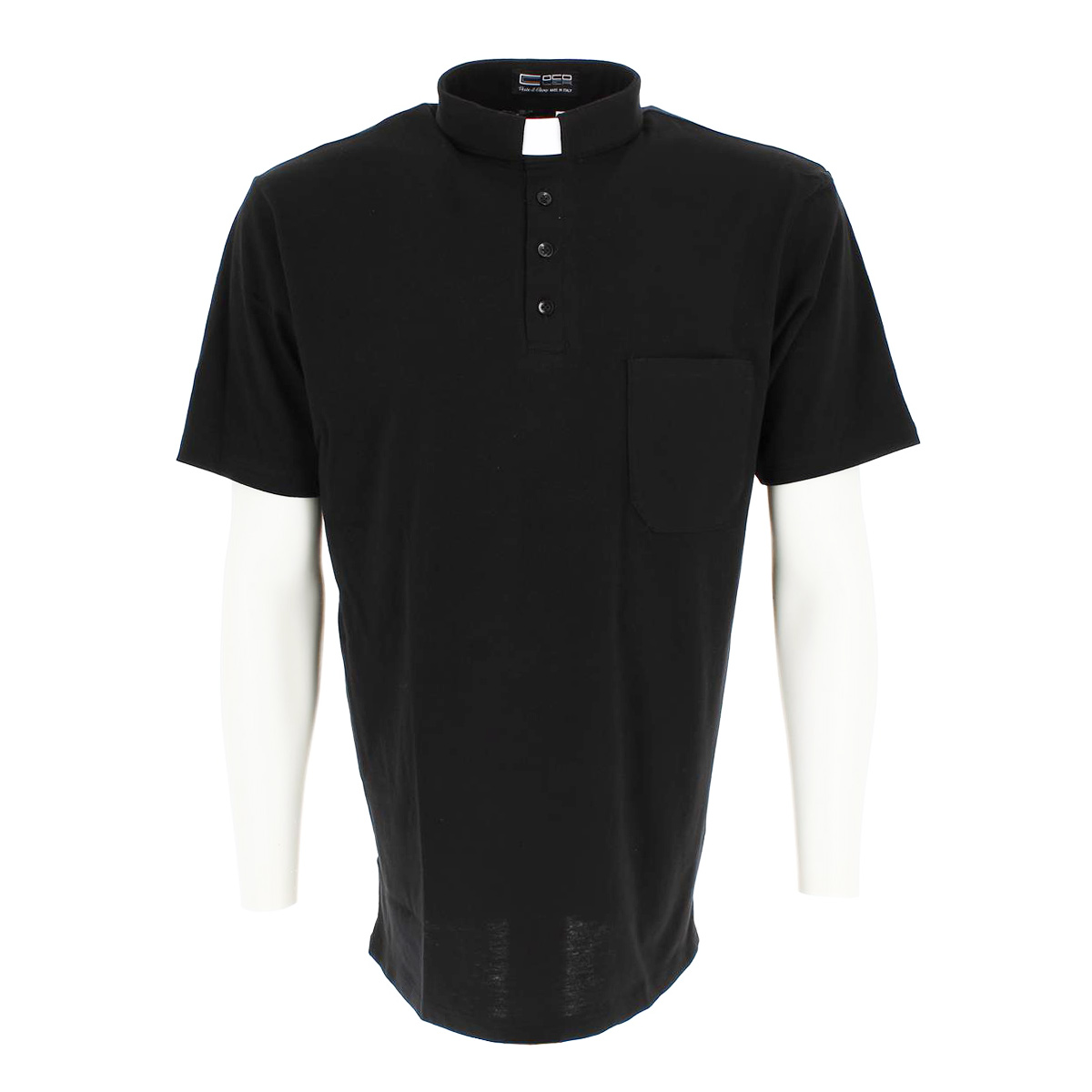 Black pure cotton clergy polo shirt 980024