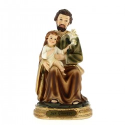 Statua San Giuseppe seduto con Bambino 15 cm