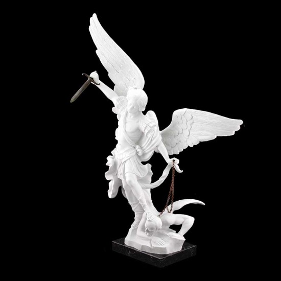 Statua San Michele Arcangelo in resina bianca 78 cm - 20200158 