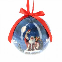 Pallina Natalizia Babbo Natale con sacco di doni 7,5 cm