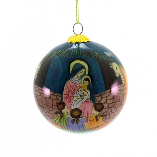 Palla di Natale vetro decoro Madonna con Bambino Diametro 8 cm - 18000611 