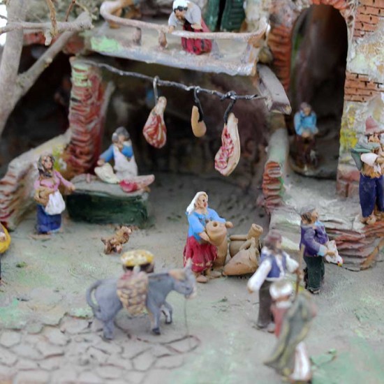 Presepe in terracotta completo di pastori 38x15x21 cm - 18000646 