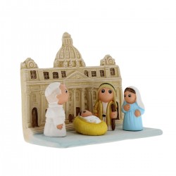 Presepe Vaticano Papa in terracotta 9,5x7,5 cm