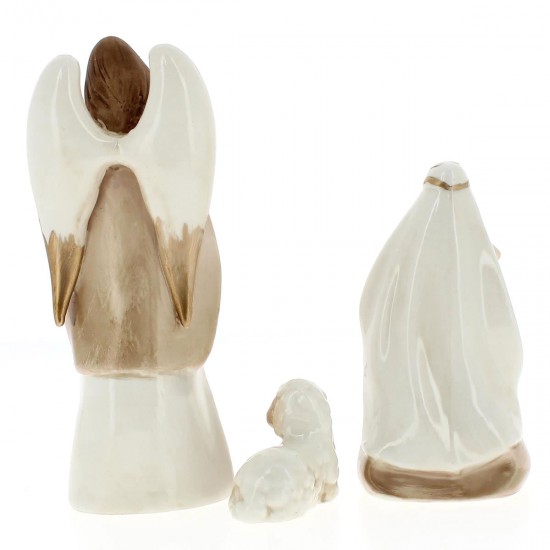 Presepe porcellana bianco oro 16,5 cm 11 pezzi - 18500283 