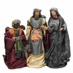 Natività e Re Magi in resina vestiti con stoffa 90 cm 6 pezzi