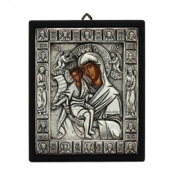 Icona greca argento Madonna con Bambino 22x27 cm