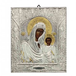 Icona argento Madonna con Bambino 27x32 cm