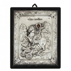 Icona greca argento San Demetrio 20x24 cm