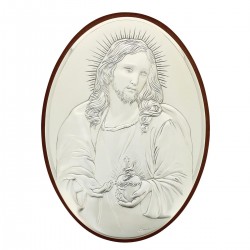 Quadro Sacro Cuore in argento 31x43 cm