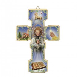 Croce Santo Curato d'Ars in mdf 8,5x12,5 cm