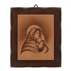 Quadro piastrella Madonna del Ferruzzi cornice legno 28x33 cm