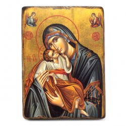 Icona Madonna della tenerezza su legno 28x20 cm