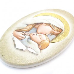 Quadro Madonna con Bimbo particolari in argento 37x23 cm