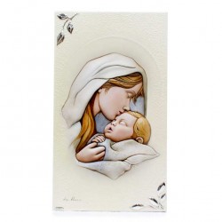 Quadro Madonna con Bimbo con argenti 70x40 cm