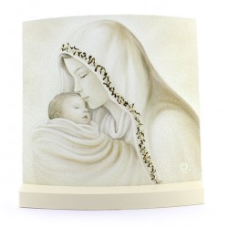 Quadro Madonna con Bambino in legno 14x14 cm