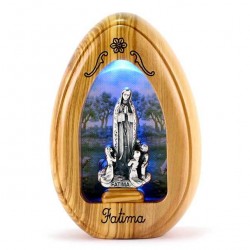 Quadretto legno Madonna di Fatima con led 8x11 cm