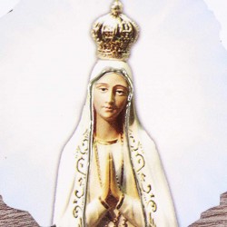 Quadretto Madonna di Fatima in legno Diametro 11 cm