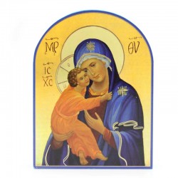 Quadretto Madonna Bambino legno cupola 11x15 cm