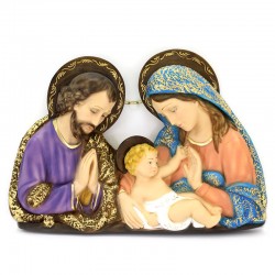 Placca Sacra Famiglia resina colorata 40x30 cm