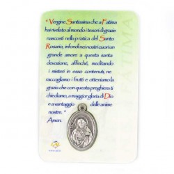 Tesserina plastificata Madonna di Fatima con Medaglia 8,5x5,5 cm