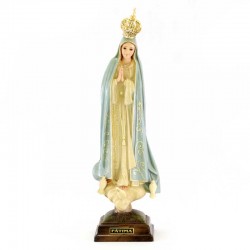 Statua Madonna di Fatima dipinta con occhi di vetro 35 cm