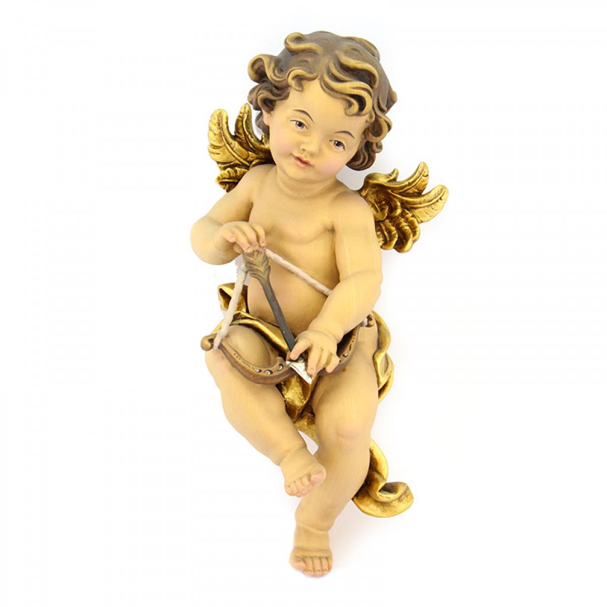 Putto Cupido in legno dipinto 30 cm - 18100186 