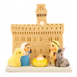 Presepe Firenze Piazza Signoria in terracotta 9x9 cm