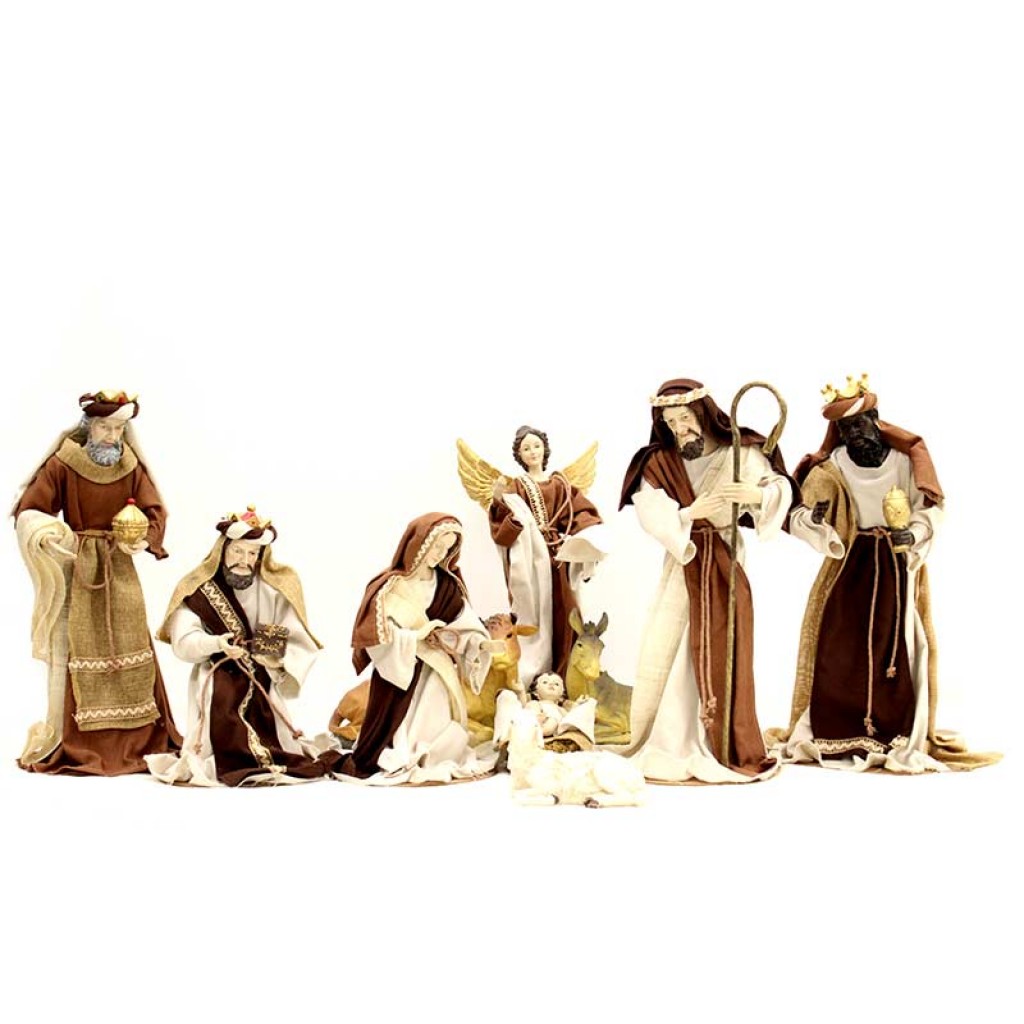 Nativity with Brown Clothing 10 pieces 43 cm