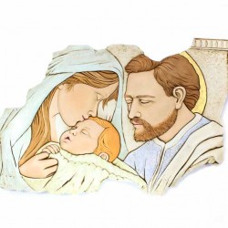 Quadro Sacra Famiglia ceramica 52x32 cm Collezione Shan