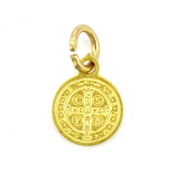 Golden Steel St. Benedict Medal diameter 1 cm