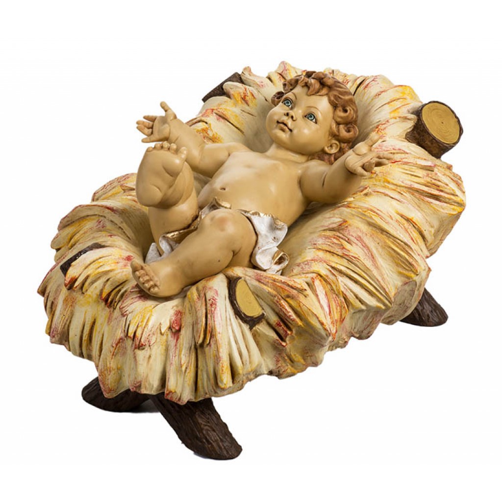 Gesù Bambino e culla resina 125 cm Presepe Fontanini - 188003 