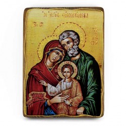 Icona Sacra Famiglia stampa su legno 28x20 cm